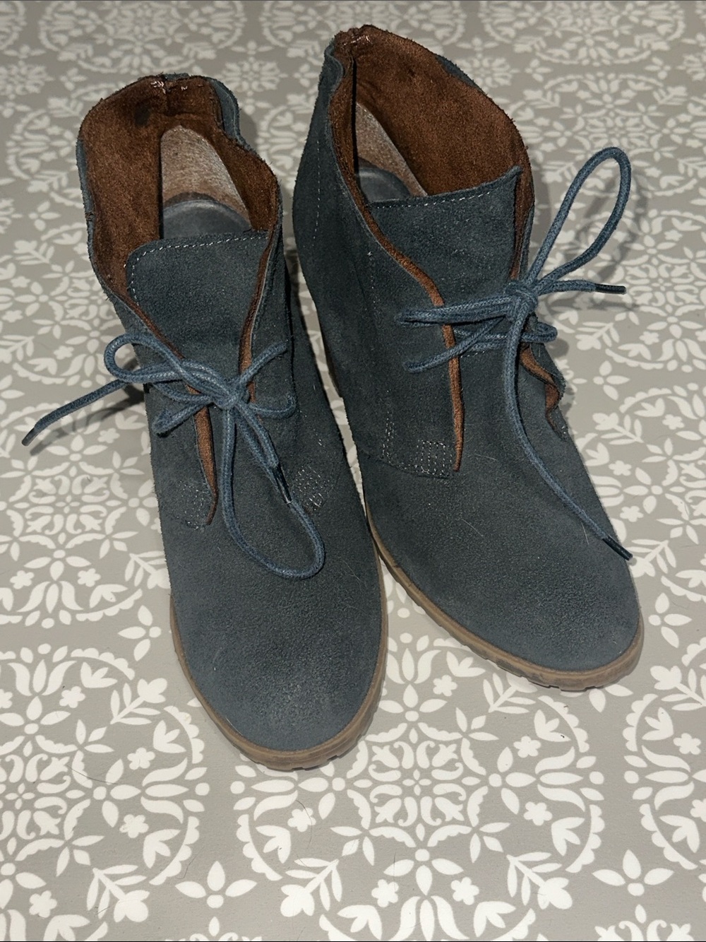Ruff Hewn Women’s Suede Lace-Up Ankle Boot in Dark Blue